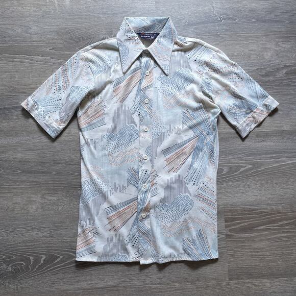 Vintage 1970's JC Penney Button Up Shirt Euro Psychedelic Mens Top Size S/M - Picture 1 of 8